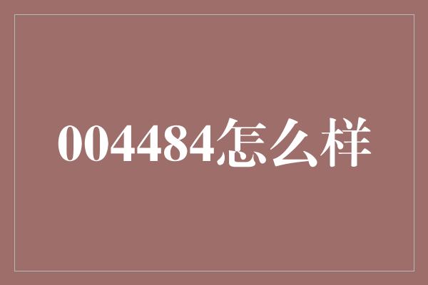 004484怎么样