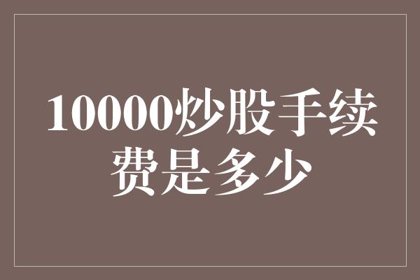 10000炒股手续费是多少