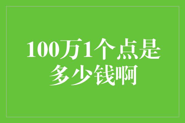 100万1个点是多少钱啊