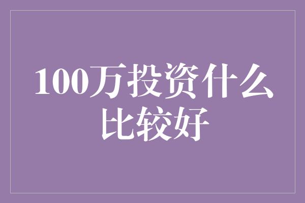 100万投资什么比较好