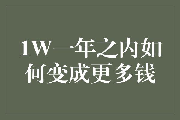 1W一年之内如何变成更多钱