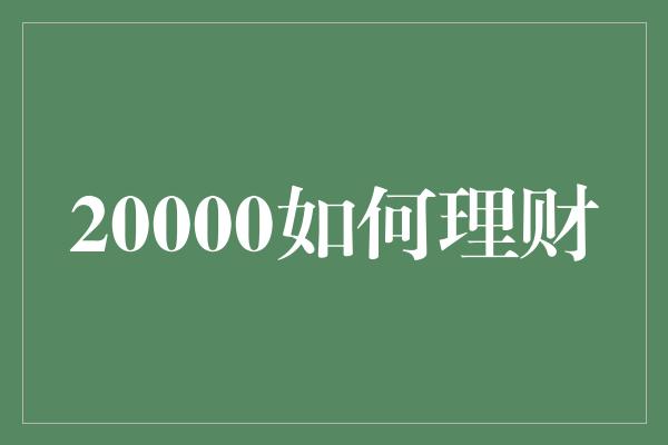 20000如何理财