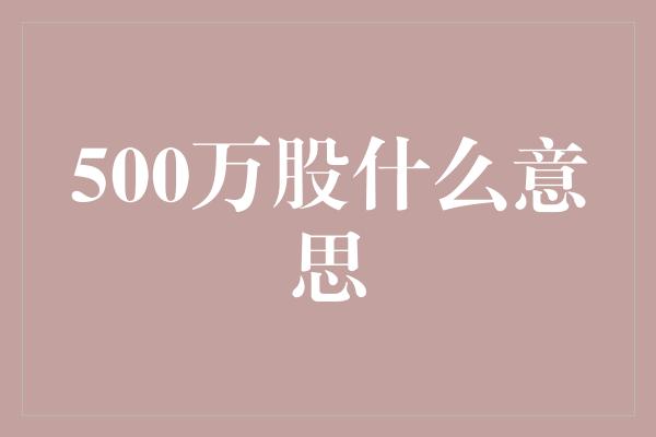 500万股什么意思