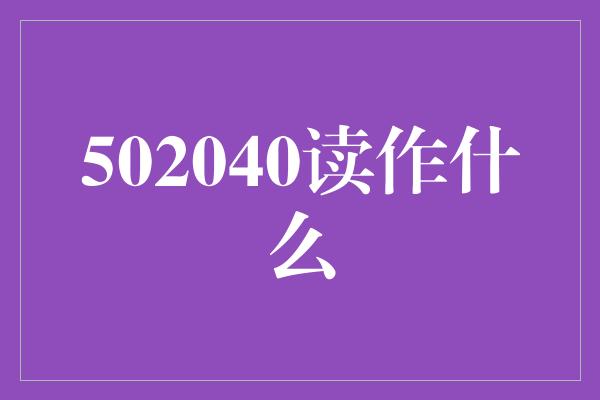 502040读作什么