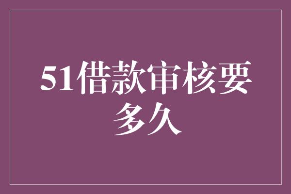 51借款审核要多久