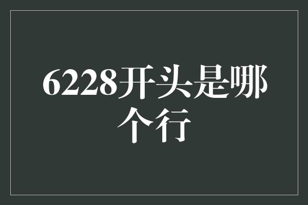 6228开头是哪个行