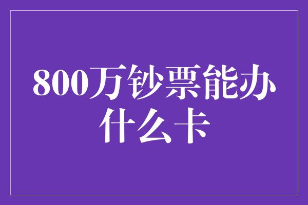 800万钞票能办什么卡