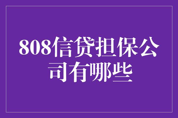 808信贷担保公司有哪些