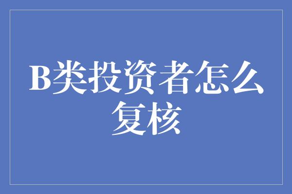 B类投资者怎么复核