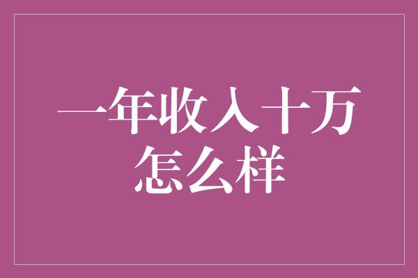 一年收入十万怎么样