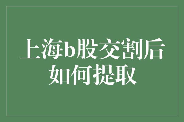 上海b股交割后如何提取