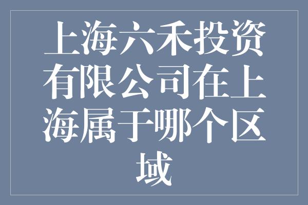 上海六禾投资有限公司在上海属于哪个区域