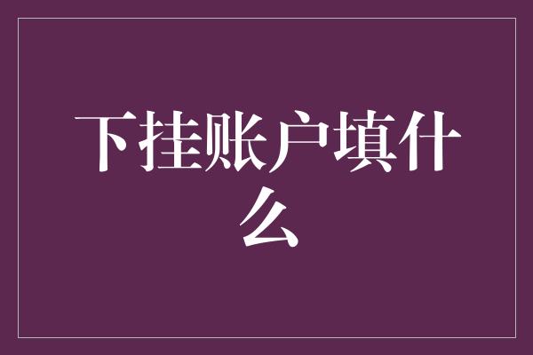 下挂账户填什么