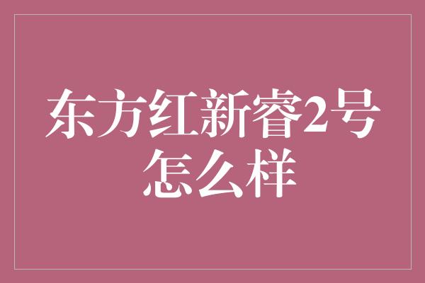 东方红新睿2号 怎么样