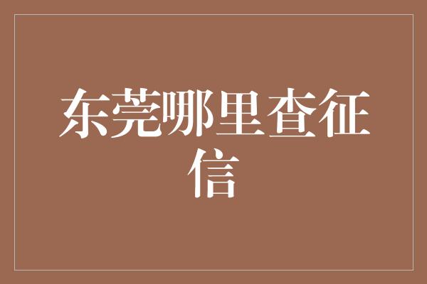 东莞哪里查征信