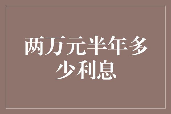 两万元半年多少利息