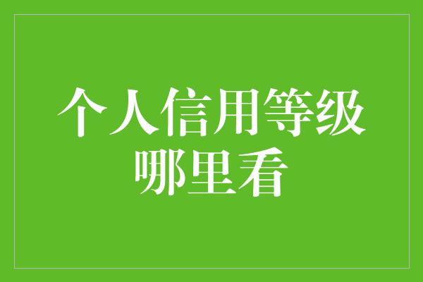 个人信用等级哪里看