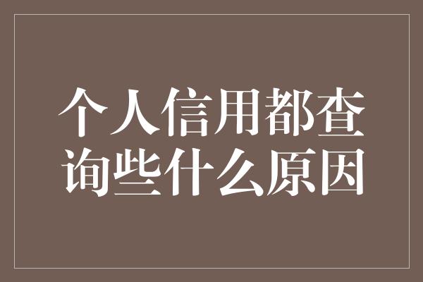 个人信用都查询些什么原因