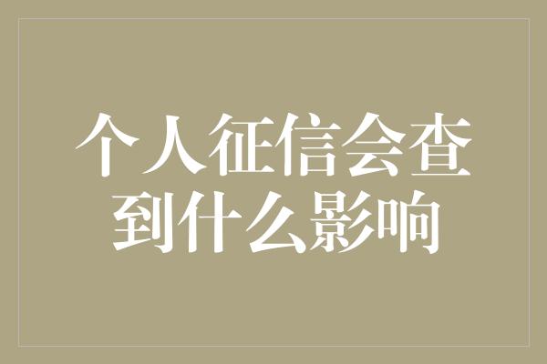 个人征信会查到什么影响