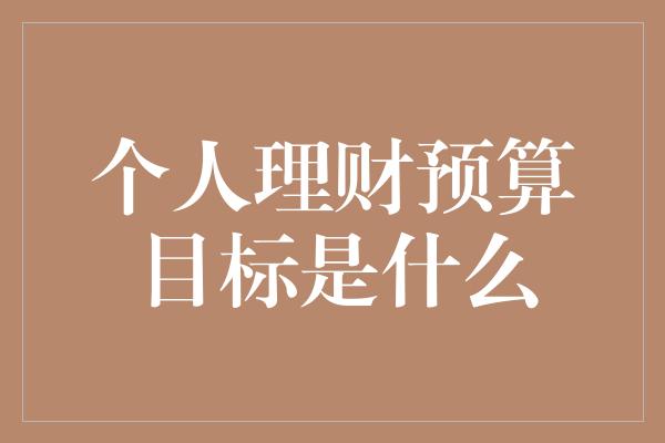 个人理财预算目标是什么