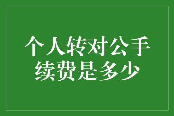 个人转对公手续费是多少