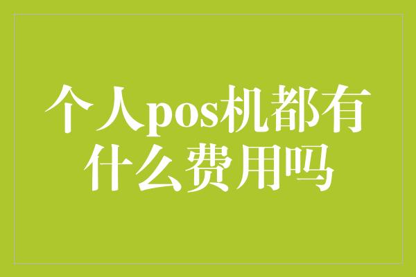 个人pos机都有什么费用吗