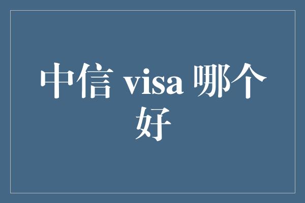 中信 visa 哪个好