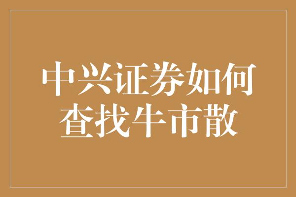 中兴证券如何查找牛市散