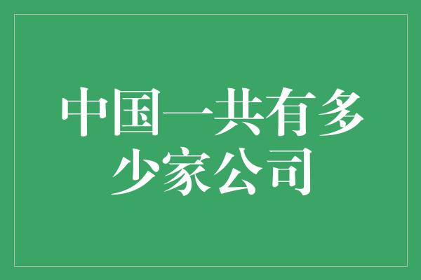 中国一共有多少家公司