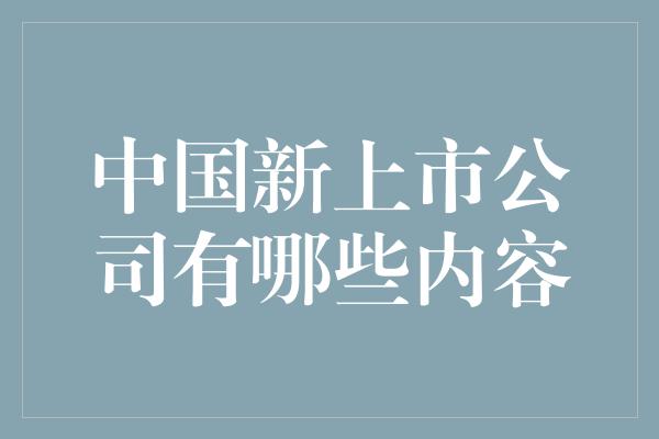 中国新上市公司有哪些内容