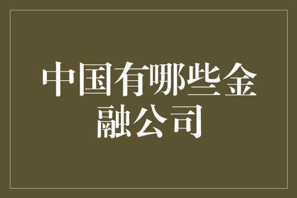 中国有哪些金融公司