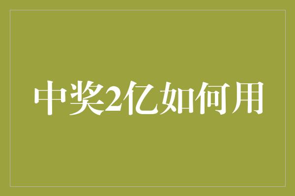 中奖2亿如何用