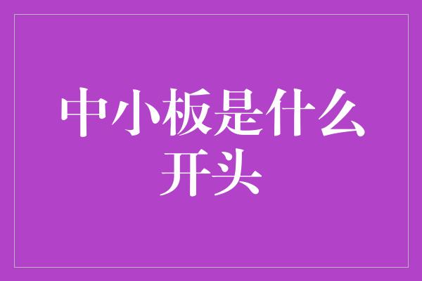 中小板是什么开头