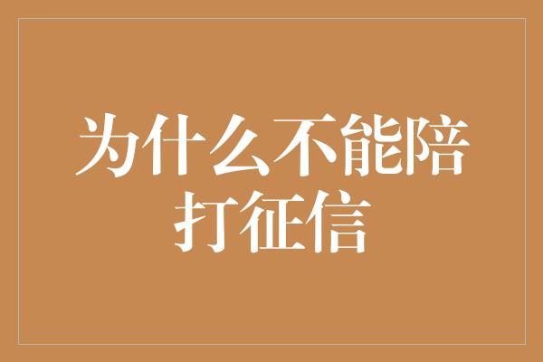 为什么不能陪打征信