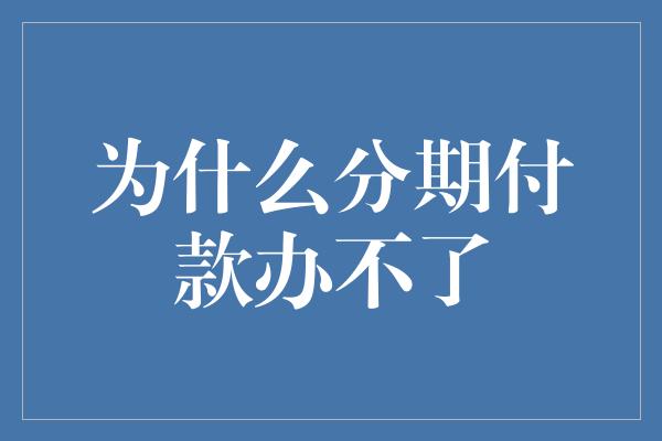 为什么分期付款办不了