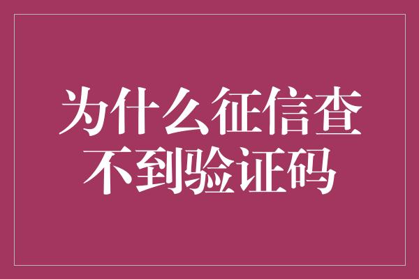 为什么征信查不到验证码