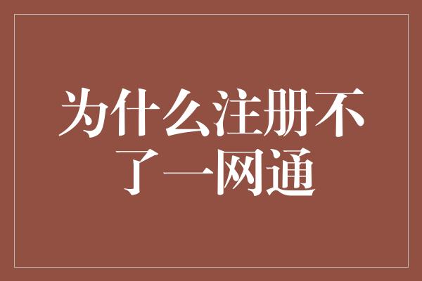 为什么注册不了一网通