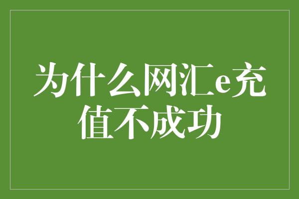 为什么网汇e充值不成功