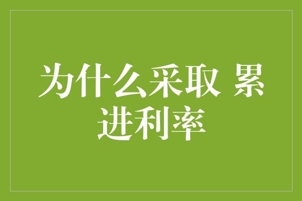 为什么采取 累进利率