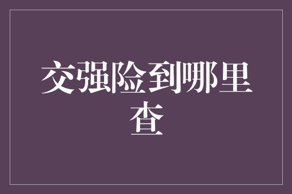 交强险到哪里查