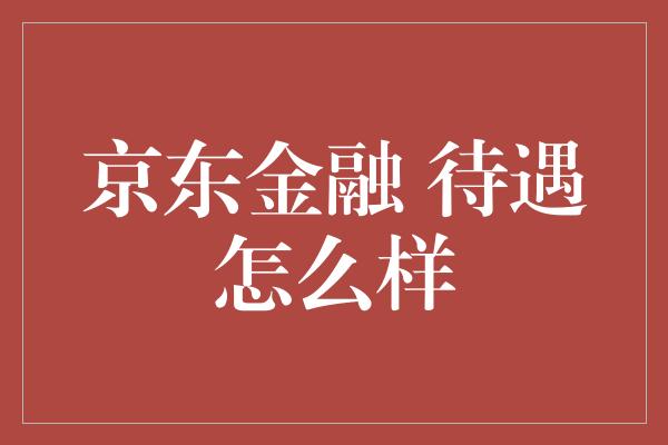 京东金融 待遇怎么样