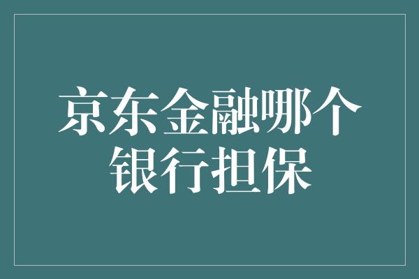 京东金融哪个银行担保