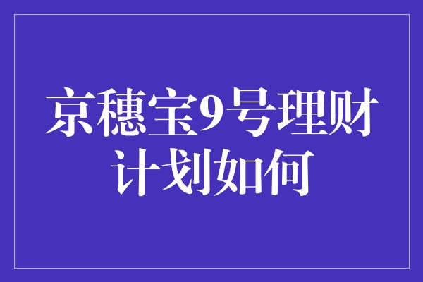 京穗宝9号理财计划如何