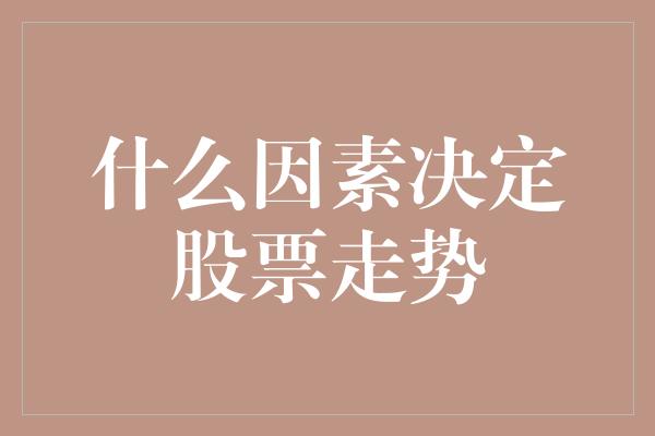 什么因素决定股票走势