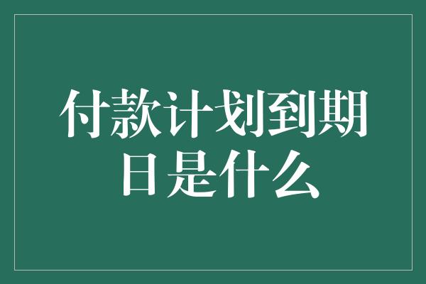 付款计划到期日是什么