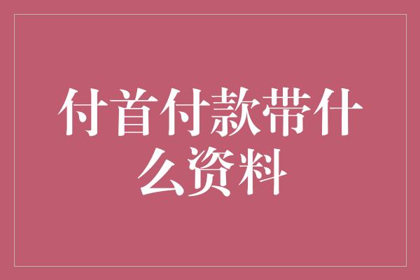 付首付款带什么资料