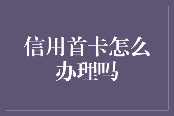 信用首卡怎么办理吗