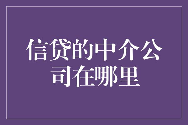 信贷的中介公司在哪里