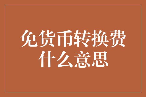 免货币转换费什么意思