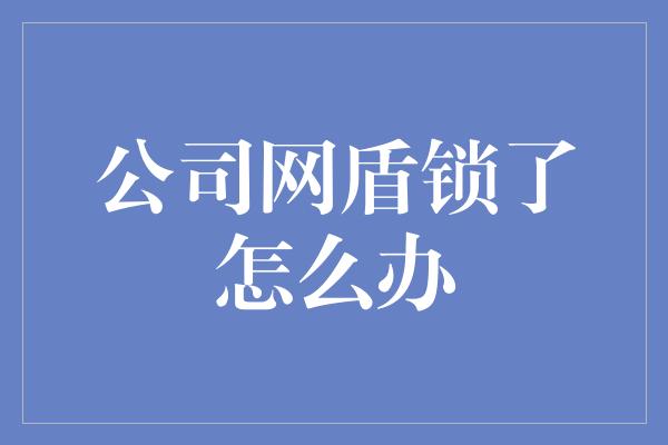 公司网盾锁了怎么办